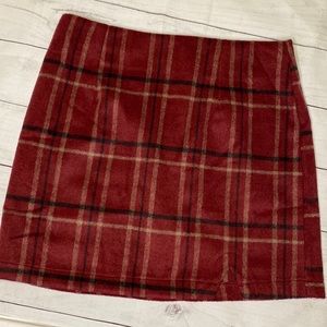 Burgundy Plaid Skirt